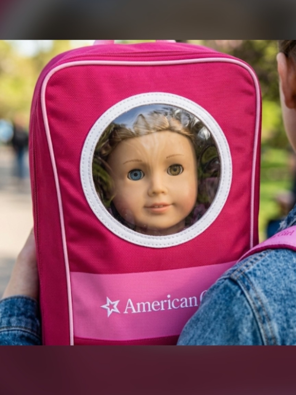 Vintage American Girl Doll Carrier Backpack Pink Fuchsia Travel Case Mesh Pocket